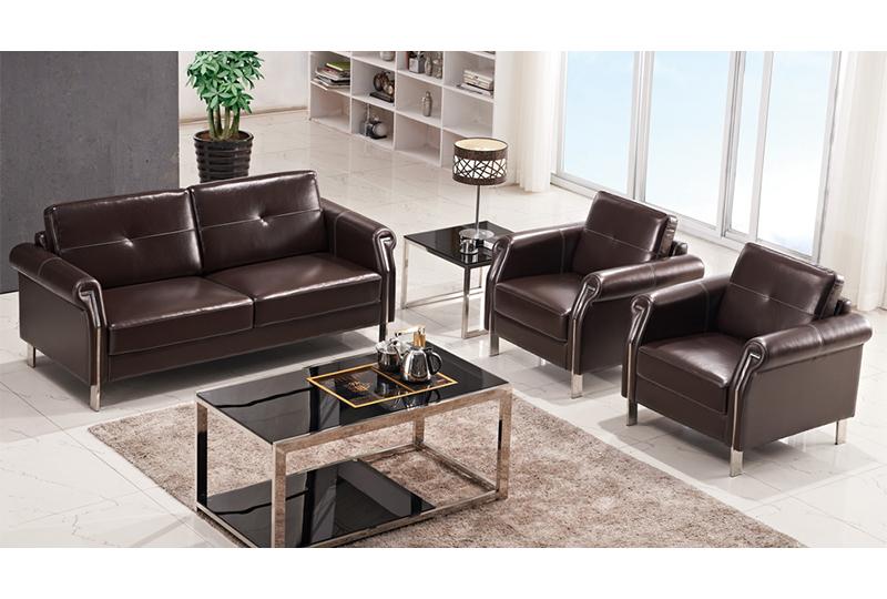 brown leather office sofa