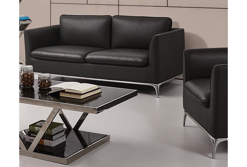 black leather office sofa